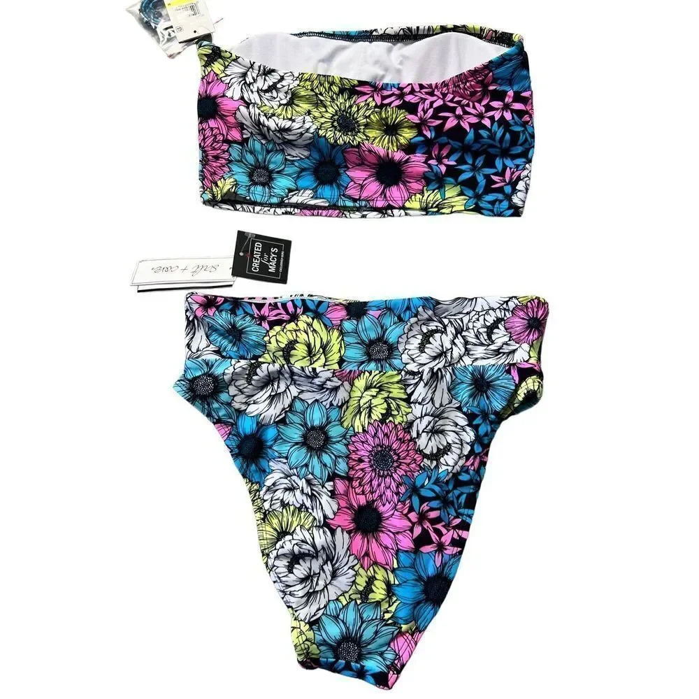 Salt & Cove Women's Multi-Color Floral Print 2-Piece Bikini Set Size M NWT